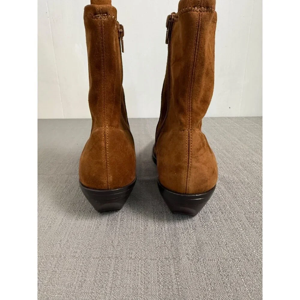 Madewell Idris Ankle Boots Russet Brown 9 Suede Booties NX430 Academia Preppy